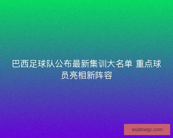 巴西足球队公布最新集训大名单 重点球员亮相新阵容